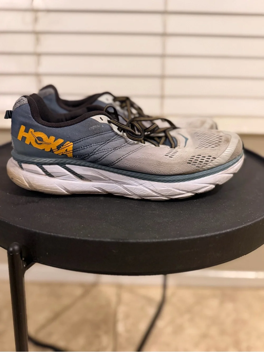 Hoka Men's Gray and Yellow Athletic Running Shoes - Picture 1 of 5